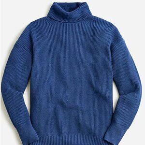 JCREW Ribbed Cotton-blend relaxed turtleneck sweater in blue, Size M